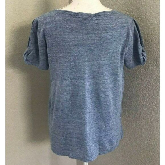 Athleta Zephyr Linen Twist Sleeve Tee Heather Blue Size Medium - Picture 3 of 9